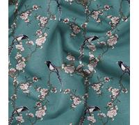 Soimoi Green Cotton Jersey Fabric Floral & Paradise Whydah Bird Print Fabric by the Metre 64 Inch Wide