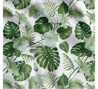 Soimoi Green Cotton Poplin Fabric Monstera Leaf & Floral Decor Fabric Printed metre 42 Inch Wide