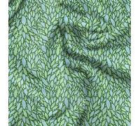 Soimoi Green Silk Fabric Leaves Leaves Printed Craft Fabric by the metre 42 Inch Wide