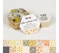 Soimoi Hexagon Boho Theme Precut Quilt Kit - 120 Cotton Fabric Hexagons + 120 EPP Papers - 1.75" Quilting Cotton Shapes for English Paper Piecing, Patchwork & Honeycomb Quilts