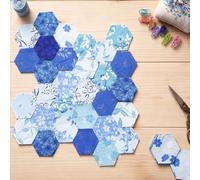 Soimoi Hexagon Precut Quilt Kit - 120 Cotton Fabric Hexagons + 120 EPP Papers - 1.75" Quilting Cotton Shapes for English Paper Piecing, Patchwork & Honeycomb Quilts