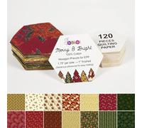Soimoi Hexagon Precut Quilt Kit - 120 Cotton Fabric Hexagons + 120 EPP Papers - 1.75" Quilting Cotton Shapes for English Paper Piecing, Patchwork & Honeycomb Quilts
