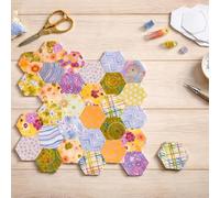Soimoi Hexagon Precut Quilt Kit - 120 Cotton Fabric Hexagons + 120 EPP Papers - 1.75" Quilting Cotton Shapes for English Paper Piecing, Patchwork & Honeycomb Quilts