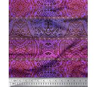 Soimoi Japan Crepe Satin Fabric Stripe & Mandala Kaleidoscope Printed Craft Fabric by the metre 42 Inch Wide
