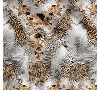 Soimoi Orange Cotton Cambric Fabric Rose,Floral & Leopard Animal Skin Printed Craft Fabric by The Yard 56 Inch Wide