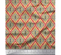 Soimoi Orange Cotton Poplin Fabric Ethnic Ikat Print Fabric by metre 42 Inch Wide