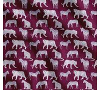 Soimoi Red Cotton Poplin Fabric Tiger,Leopard & Wild Animal Printed Fabric 1 Yard 42 Inch Wide