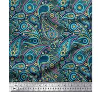 Soimoi Silk Fabric Floral & Paisley Print Fabric by The metre 42 Inch Wide
