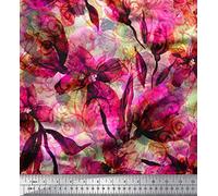 Soimoi Silk Fabric Floral & Texture Printed Craft Fabric by the metre 42 Inch Wide