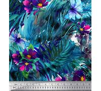 Soimoi Silk Fabric Leaves & Floral Texture Print Fabric by The metre 42 Inch Wide