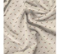 Soimoi White Cotton Canvas Fabric American Robin Bird Printed Fabric 1 Yard 42 Inch Wide