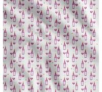 Soimoi White Cotton Voile Fabric Bottle & Wine Glass Bar Printed Fabric 1 metre 42 Inch Wide