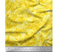 Soimoi Yellow Cotton Voile Fabric Floral Decor Fabric Printed BTY 42 Inch Wide