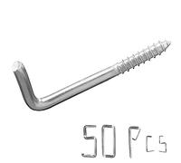 Soimuk 304 Stainless Steel 2 in Screw-in Hooks 50 Pcs, 7 Shapes, Right Angle Medal Hooks, L Shaped Screw in Hooks for Hanging