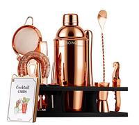 SOING 11-Piece Mixology Bartender Kit with Stand,Bar Kit Cocktail Shaker Set with All Essential Accessories:Martini Shaker,Spoon,Muddler,Strainer,Jigger,Tongs,Liquor Pourers