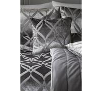 Soiree - Luxury Grey Ogee Cushion (43 x 43cm) - Filling Included - Luxury Velvet Cushion in Grey - Piped Edge - Grey Velvet Cushion with Cover Included/Cushion Insert - Matching Bedding