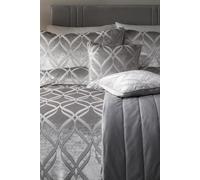 Soiree - Luxury Silver Ogee Cushion (43 x 43cm) - Filling Included - Luxury Velvet Cushion in Silver - Piped Edge - Silver Velvet Cushion - Cover Included/Cushion Insert - Matching Bedding Available