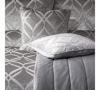 Soiree 'Belfort' Geo Ogee Woven Soft Velvet Filled Cushion in Silver | Size: 43 cm x 43 cm Soiree Silver 43 cm x 43 cm