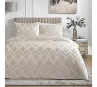 Soiree Belfort Luxury Jacquard Duvet Cover Set Super King (260 x 220 cm) in Champagne - Soft Touch Woven Pattern Bedding, Reversible Hotel-Quality Premium Bed Linen for Modern Stylish Bedroom Decor