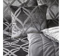 Soiree 'Belfort' Geo Ogee Woven Soft Velvet Filled Cushion in Dark Grey | Size: 43 cm x 43 cm Soiree Dark Grey 43 cm x 43 cm