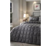 Soiree 'Brighton Square' Soft Velvet Box Stitched Duvet Cover Set in Dark Grey | Size: Super King Soiree Dark Grey Super King