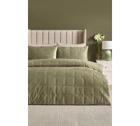 Soiree 'Brighton Square' Soft Velvet Box Stitched Duvet Cover Set in Green | Size: Double Soiree Green Double
