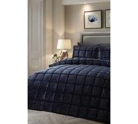 Soiree 'Brighton Square' Soft Velvet Box Stitched Duvet Cover Set in Navy | Size: Super King Soiree Navy Super King