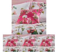 SOIREE - Luxury Floral Pink Cushion (43 x 43cm) - Reversible with 2 Colours and Filling - Botanical Design - Matching Bedding Available (Pack of 4)