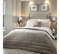 SOIREE - Luxury Linen Cream Velvet Bedspread (220 x 150cm) - Quilted & Heavyweight - Soft Touch - Natural Linen Bedding - Velvet Bedspread Cover - Melanie Collection