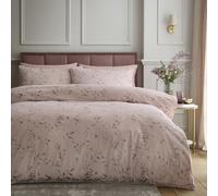 SOIREE Metallic Leaf Duvet Cover Set Super King 260 x 220cm - Pink Soft Touch Bedding with Metallic Leaf Design, Includes 2 Pillowcases