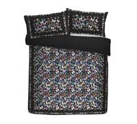 Soiree Papillon Velvet Duvet Cover Set, 100% Recycled Polyester, Double Size 200x200cm, Charcoal, Butterfly Pattern, 2 Pillowcases