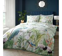 Soirée Peacock Jungle 100% Cotton Sateen Green Duvet Cover Set