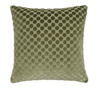 Soiree Velvet Filled Cushion, Jacquard Spots Pattern, Decorative Throw Pillow, 43 x 43 cm, Green, 100% Polyester