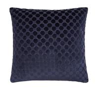Soiree Velvet Filled Cushion, Jacquard Spots Pattern, Decorative Throw Pillow, 43 x 43 cm, Navy, 100% Polyester