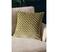 Soiree Velvet Filled Cushion, Jacquard Spots Pattern, Decorative Throw Pillow, 43 x 43 cm, Green, 100% Polyester
