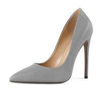 Soireelady Court Shoes Heels Women's Pointed Toe Dress Pumps for Professional Office Wear Parties Weekend Outfits Non-Slip Rubber Sole 12cm Elegant Grey UK6