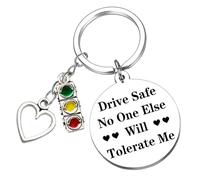Soireeparty Drive Safe Keyring for Him Boyfriend, Drive Safe Handsome Humorous Warning Keychain with Traffic Light Arrow Charms, Father's Day Birthday Gifts for Husband (Silver Metal)