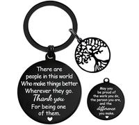 Soireeparty Leaving Gifts Keyring for Women Colleagues - Thank You Keychain for Men, Farewell Retirement Present for Teacher Coworker (Black)