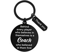 Soireeparty Thank You Gifts Coach Keyring - Black Appreciation Keychain for Men Women Football Basketball Baseball Softball Coaches, Retirement Present for Fitness Soccer Volleyball Tennis Teather