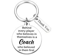 Soireeparty Thank You Gifts Coach Keyring - Silver Appreciation Keychain for Men Women Football Basketball Baseball Softball Coaches, Retirement Present for Fitness Soccer Volleyball Tennis Teather