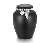 SOITIS 4.8" Medium Urn for Human Ashes Keepsake Ceramic Urns Decorative Urn | Sharing Small Urns for Human Ashes, Cremation Urns for Women Men, Funeral Memorial Urns, Beads with Heart, Wing, Birthstone
