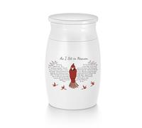 SOITIS Small Aluminium Mini Keepsake Urn - Red Bird - Memorial Ashes Keepsake - As I Sit in Heaven
