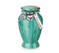 SOITIS Small Urns for Human Ashes Keepsake, 2.83 Inches Memorial Urn for Women Men, Aluminum Cremation Urns for Human Ashes- Emerald Green with Heart Urn