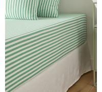 Soizic Green Cotton Fitted Sheet Mattress Depth 30cm Green Striped
