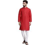 SOJANYA (Since 1958 Check Kurta and Churidar Mens Pajama Set Polycotton, red, M
