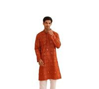 Sojanya (Since 1958 Men'S Cotton Blend Printed Only Long Kurta, Orange, XXL