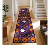 SOJAWA 100x360cm Washable Halloween Witchy Spells Runner Rug for Corridor