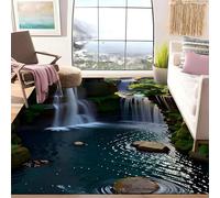 SOJAWA 3D Area Rug, 60x110cm Mountain Stream Waterfall Optical Illusion Rug, Stylish and Beautiful Natural Scenery Interior Decoration Rugs, for Living Room Bedroom Bedside Hallway Carpet