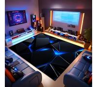 SOJAWA 3D Blue Geometric Gaming Rug, 150x180cm Triangle Visual Effect, Non-Slip Backing Washable Durable Gamer Area Rug, Soft Floor Mat for E-Sports Room Bedroom Living Room Man Cave Home Office