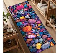 SOJAWA 3D Colourful Pebbles Runner Rug 120x360cm, Realistic Shiny Stones Kitchen Runner, Non Slip Anti Fatigue Washable Rug for Hallway Bathroom Living Room